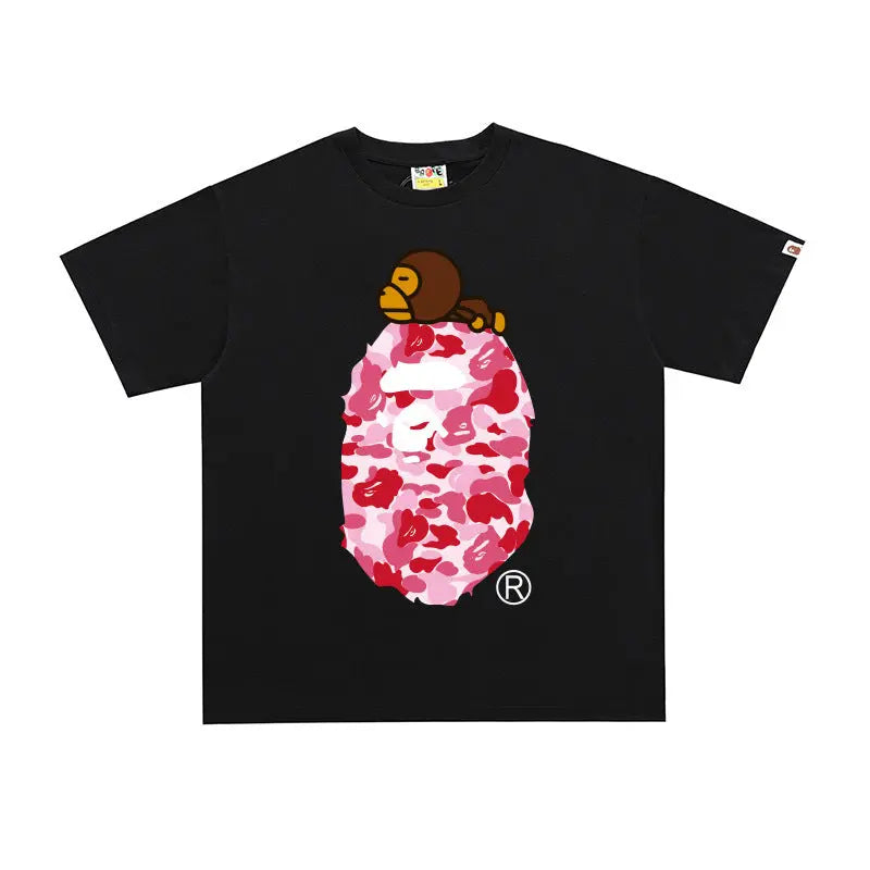 BAPE ABC Camo Milo On Big Ape Tee 'Black/Pink' Suace Drip