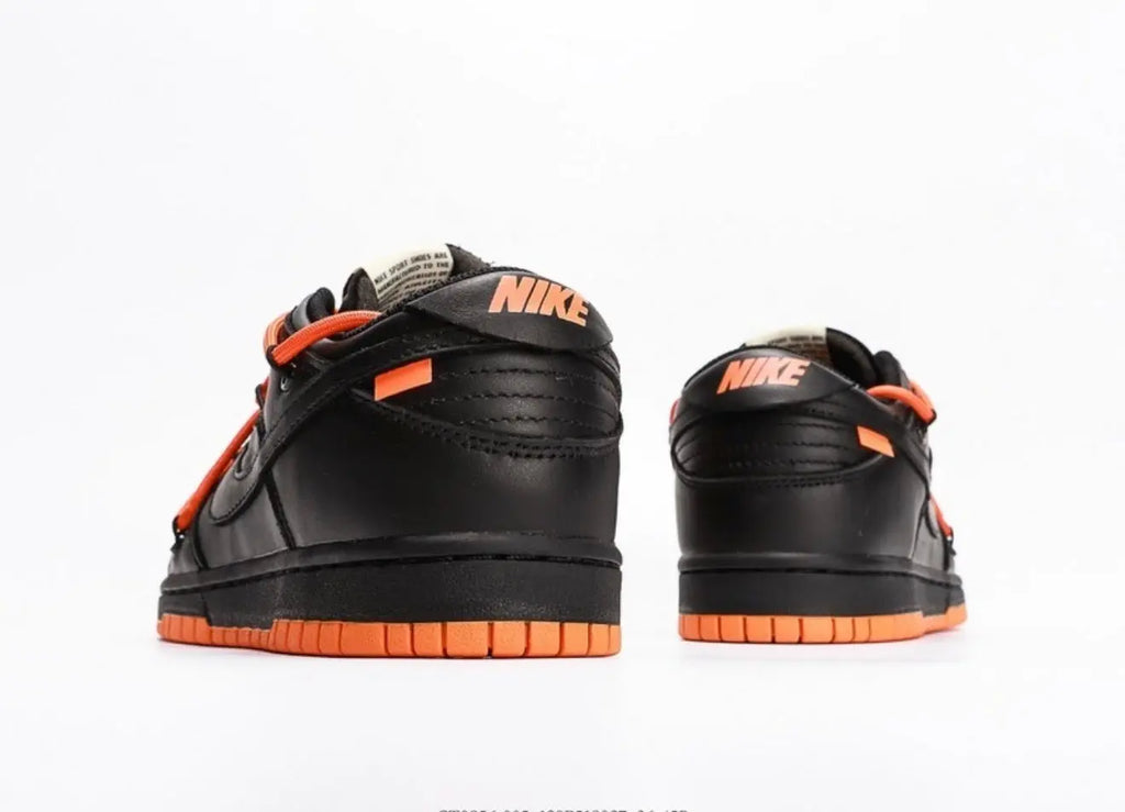 Off White x Futura x Nike Dunk Low Black Orange Suace Drip