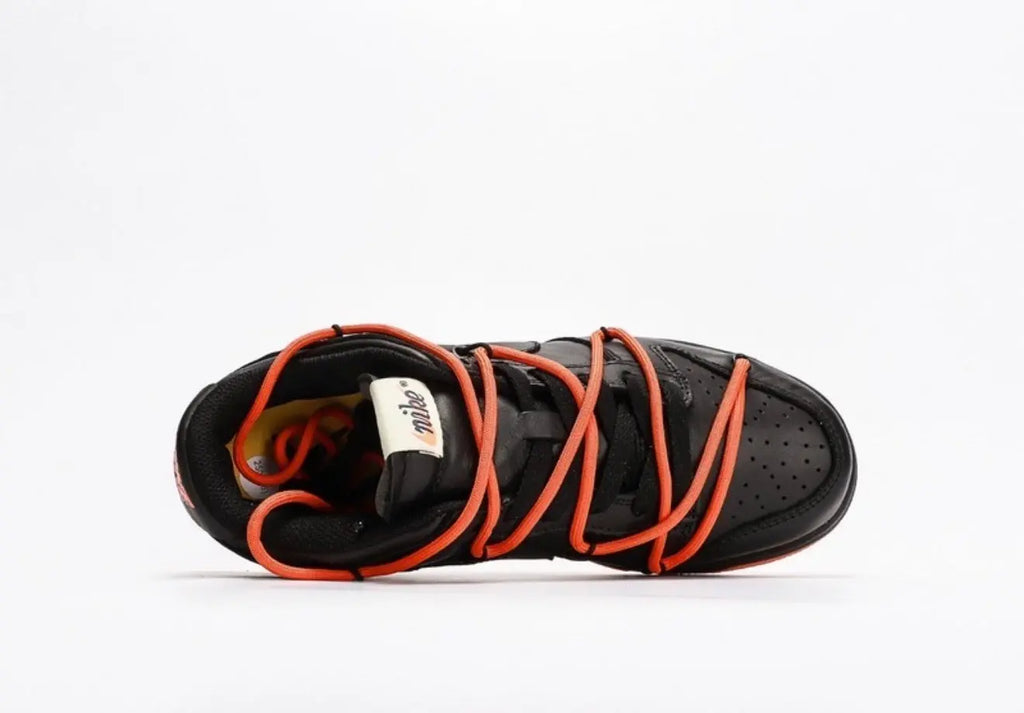 Off White x Futura x Nike Dunk Low Black Orange Suace Drip
