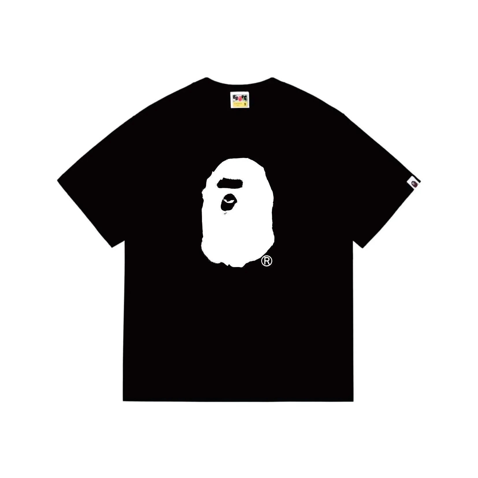 BAPE Spray Ape Head Garment Dyed Relaxed Fit Tee 'Black' Suace Drip