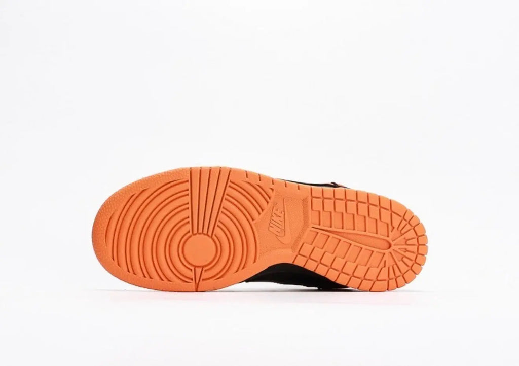 Off White x Futura x Nike Dunk Low Black Orange Suace Drip