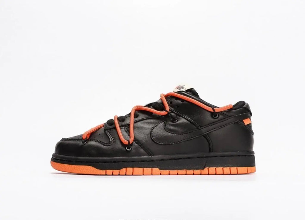 Off White x Futura x Nike Dunk Low Black Orange Suace Drip