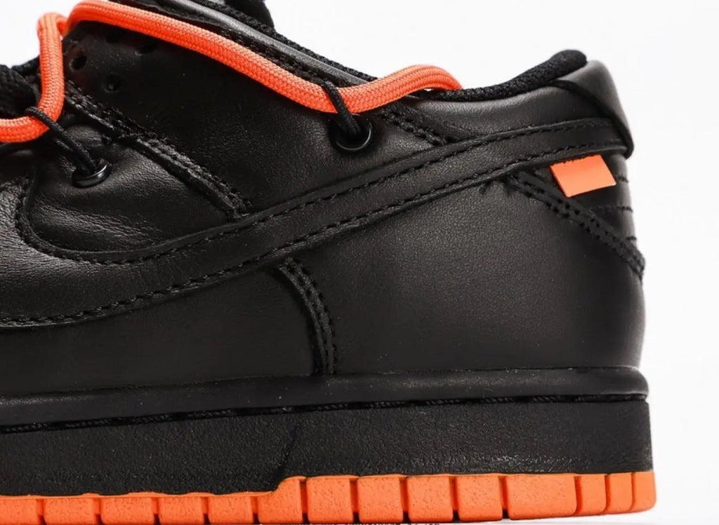 Off White x Futura x Nike Dunk Low Black Orange Suace Drip