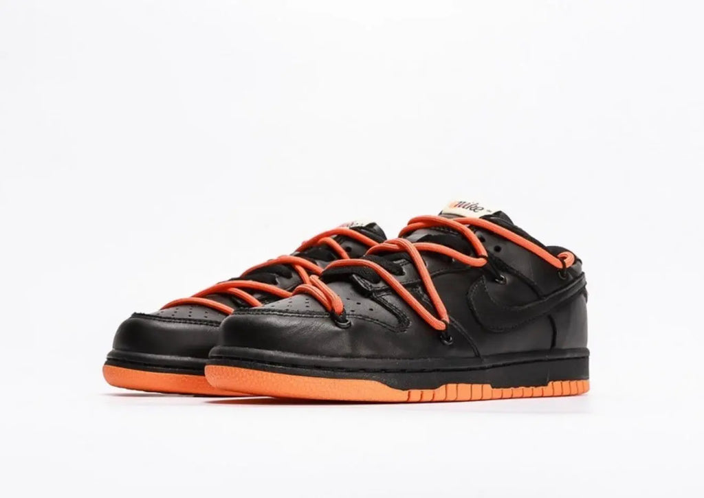 Off White x Futura x Nike Dunk Low Black Orange Suace Drip