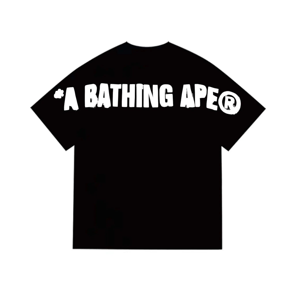 BAPE Spray Ape Head Garment Dyed Relaxed Fit Tee 'Black' Suace Drip