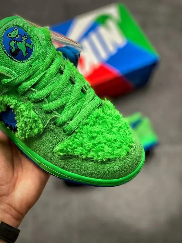Nike SB Dunk Low in the "Grateful Dead Bears - Green Bear" Suace Drip